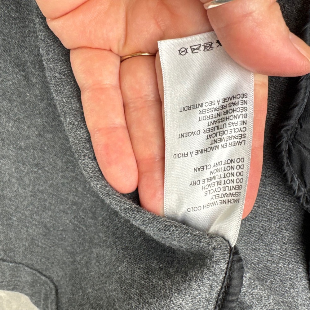 Blanc Noir Traveler Hooded Cardigan‎ Womens Med Black Gray Silk Lined  (1418) - Picture 6 of 11